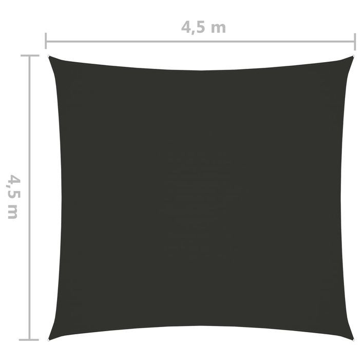 Voile de parasol Tissu Oxford carré 4,5x4,5 m Anthracite - Photo n°6