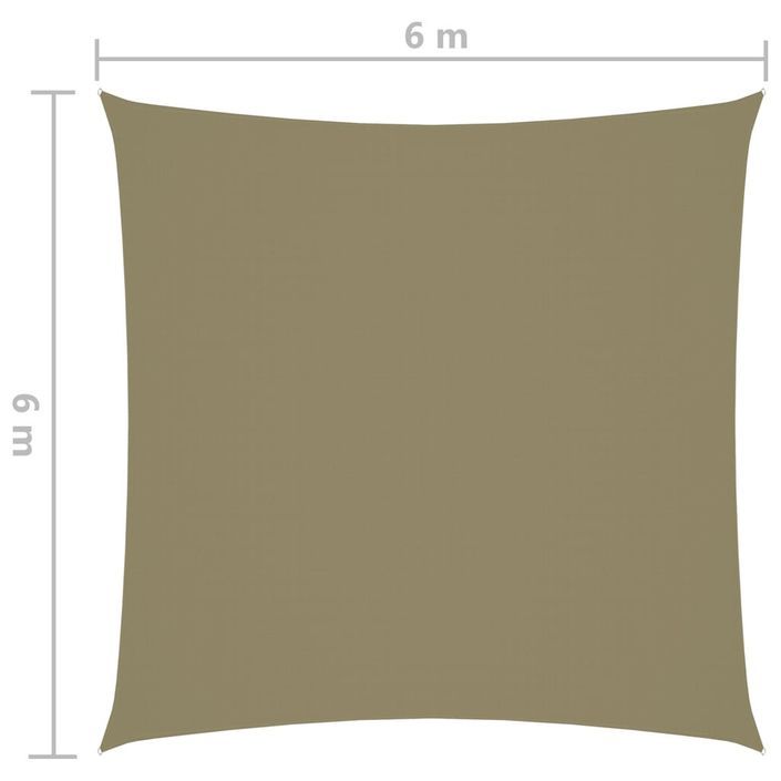 Voile de parasol Tissu Oxford carré 6x6 m Beige - Photo n°6