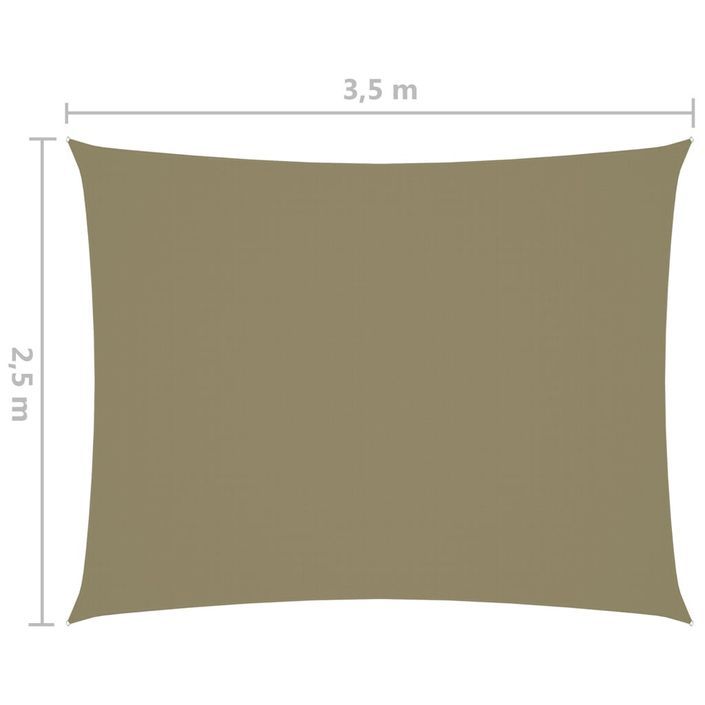 Voile de parasol Tissu Oxford rectangulaire 2,5x3,5 m Beige - Photo n°6