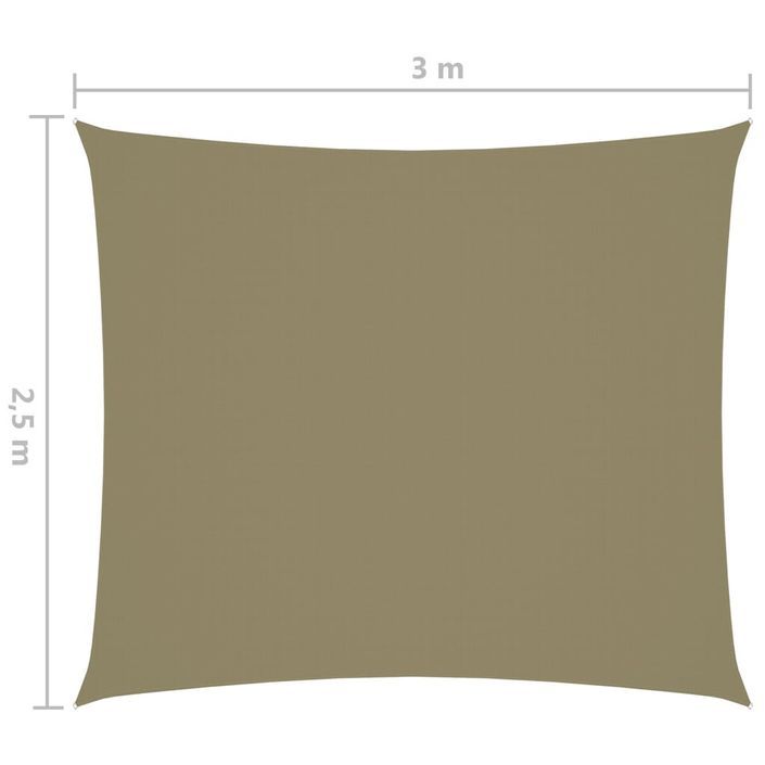 Voile de parasol Tissu Oxford rectangulaire 2,5x3 m Beige - Photo n°6