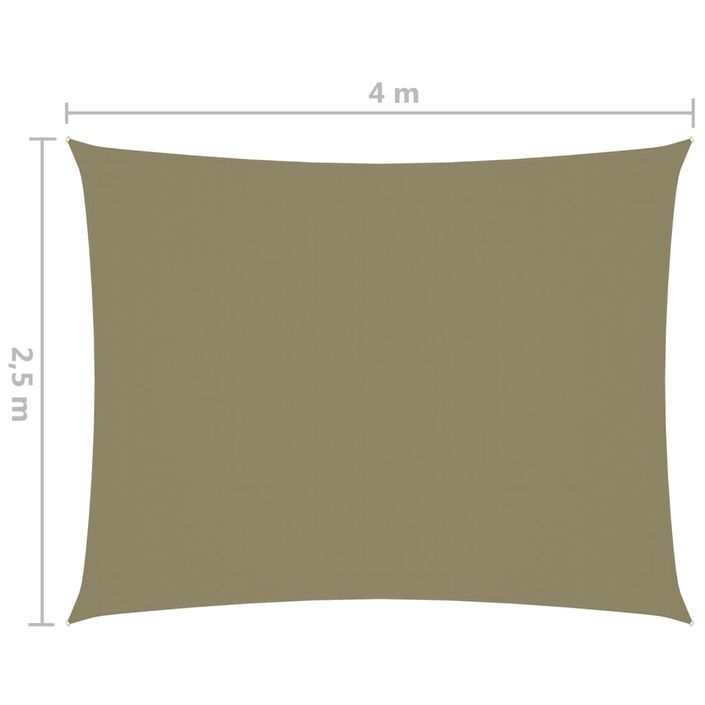 Voile de parasol Tissu Oxford rectangulaire 2,5x4 m Beige - Photo n°6