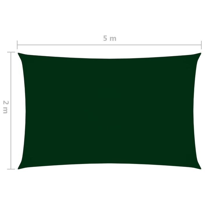 Voile de parasol Tissu Oxford rectangulaire 2x5 m Vert foncé - Photo n°6