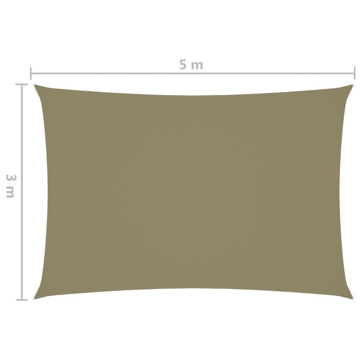 Voile de parasol Tissu Oxford rectangulaire 3x5 m Beige - Photo n°6