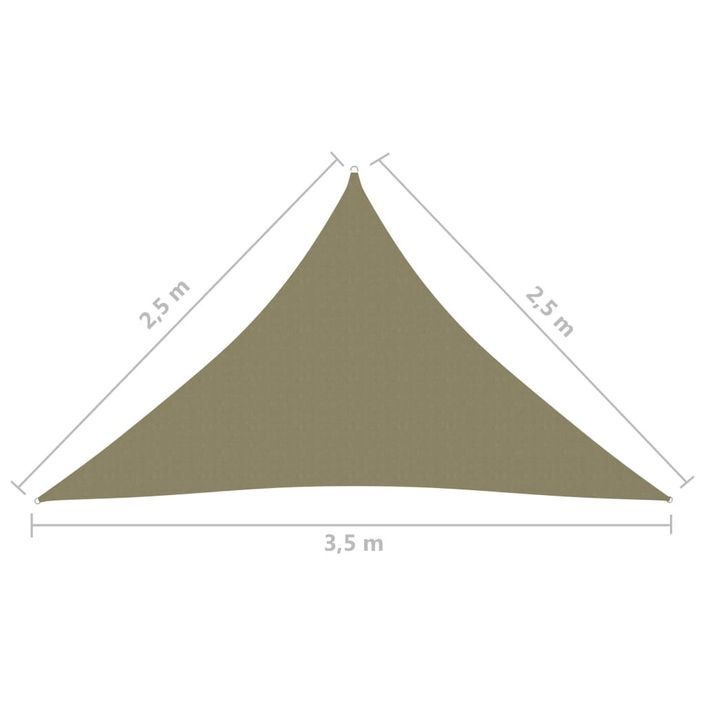 Voile de parasol Tissu Oxford triangulaire 2,5x2,5x3,5 m Beige - Photo n°6