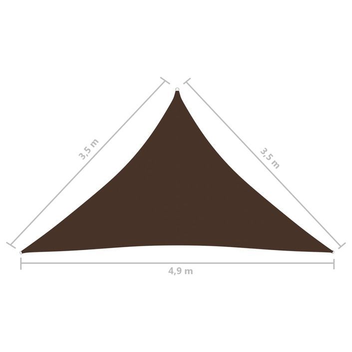 Voile de parasol Tissu Oxford triangulaire 3,5x3,5x4,9 m Marron - Photo n°6