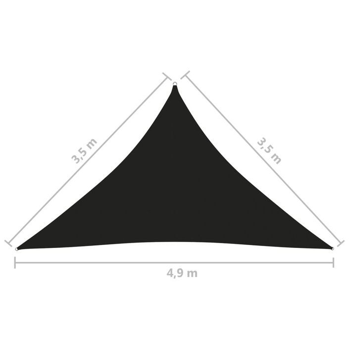 Voile de parasol Tissu Oxford triangulaire 3,5x3,5x4,9 m Noir - Photo n°6