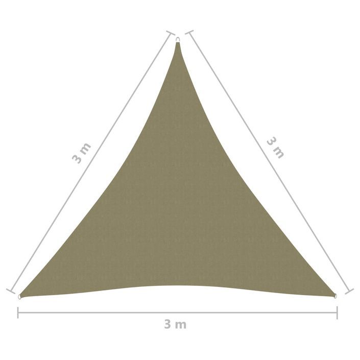 Voile de parasol Tissu Oxford triangulaire 3x3x3 m Beige - Photo n°6