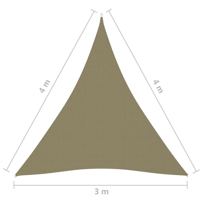 Voile de parasol Tissu Oxford triangulaire 3x4x4 m Beige - Photo n°6