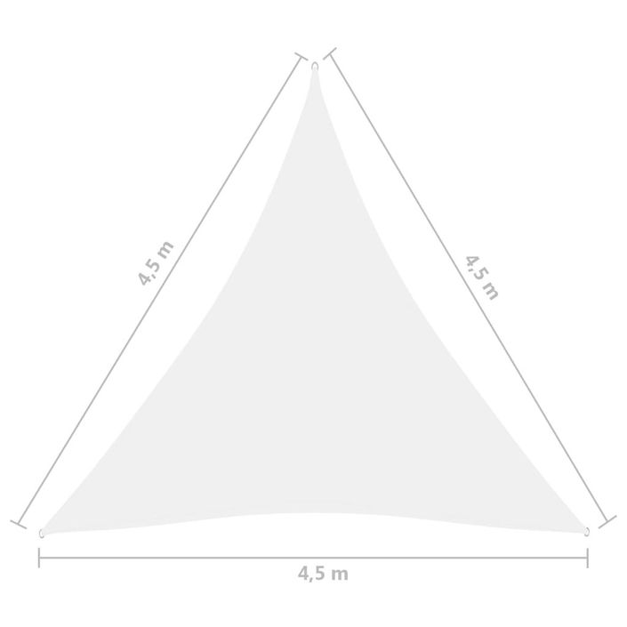 Voile de parasol Tissu Oxford triangulaire 4,5x4,5x4,5 m Blanc - Photo n°6