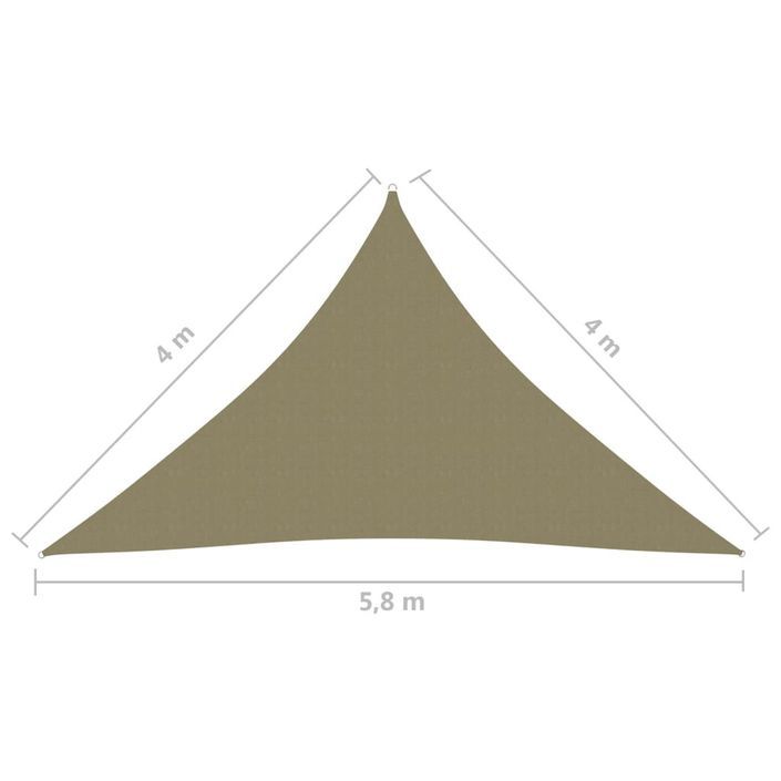 Voile de parasol Tissu Oxford triangulaire 4x4x5,8 m Beige - Photo n°6