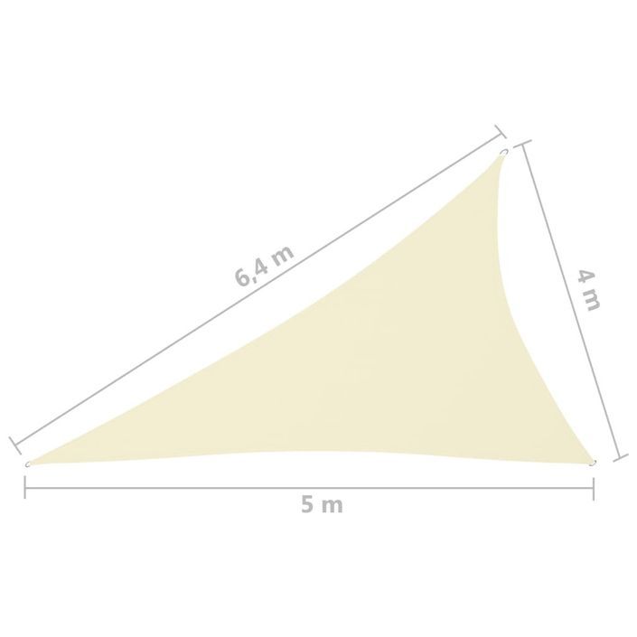 Voile de parasol Tissu Oxford triangulaire 4x5x6,4 m Crème - Photo n°6