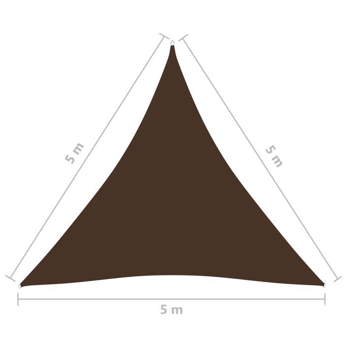 Voile de parasol Tissu Oxford triangulaire 5x5x5 m Marron - Photo n°6