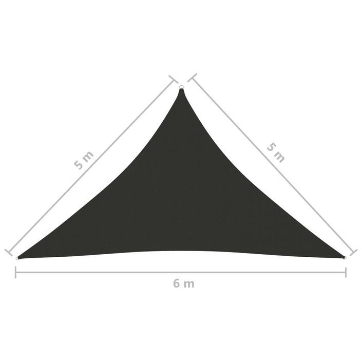 Voile de parasol Tissu Oxford triangulaire 5x5x6 m Anthracite - Photo n°6