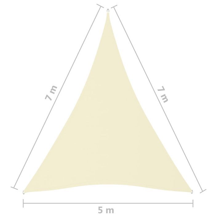 Voile de parasol Tissu Oxford triangulaire 5x7x7 m Crème - Photo n°3