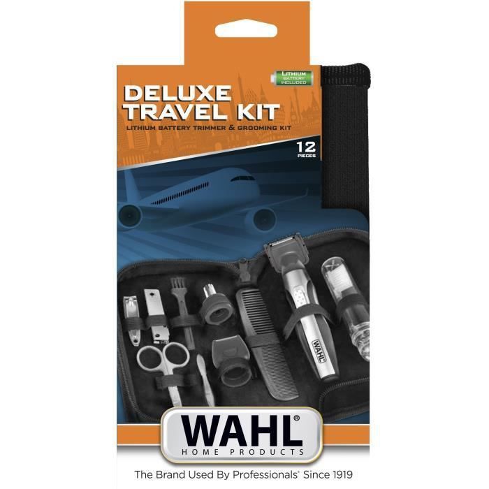 WAHL 05604-616 - Deluxe Travel Kit - Tondeuse de précision batterie lithium-ion et trousse de toilette - Tete rotative - Peigne - Photo n°2