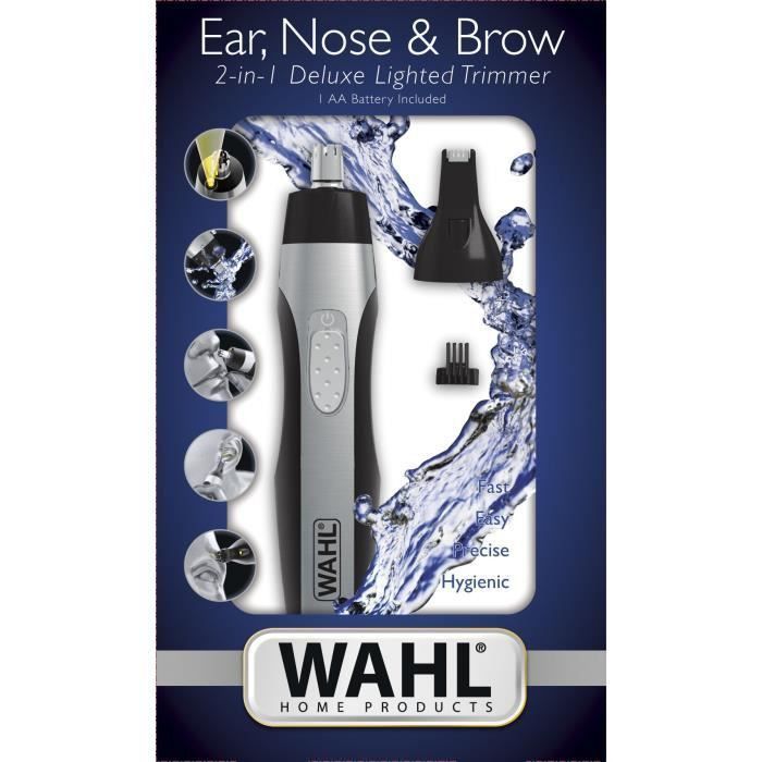 WAHL Tondeuse nez oreille Ear, Nose & Brow Trimmer 2 in 1 Deluxe Lighted 05546-216 - éclairage LED intégré - Tete de précision et p - Photo n°3