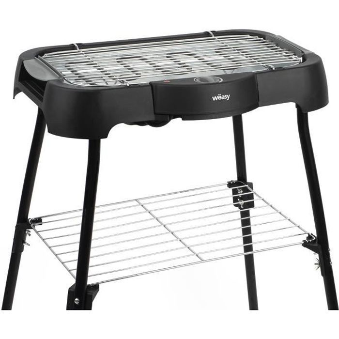 WEASY GBE42 Grill BBQ électrique a poser ou sur pieds-41,5x24cm-Température réglable-2000W -Plateau amovible-Pieds anti-dérapants - Photo n°1