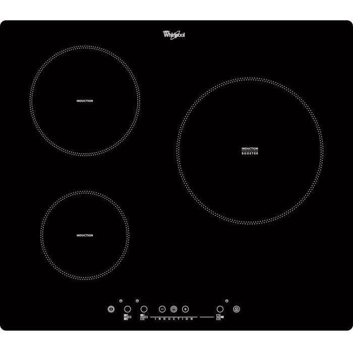 WHIRLPOOL ACM505NE Table de cuisson induction - 3 zones - 6500W - L58 x P51cm - Revetement verre - Noir - Photo n°1