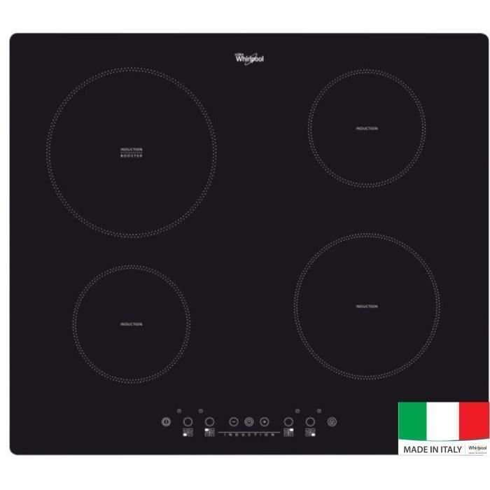 WHIRLPOOL ACM508NE Table de cuisson Induction - 4 zones - 6500W - L58 x P51cm - Revetement verre - Noir - Photo n°1