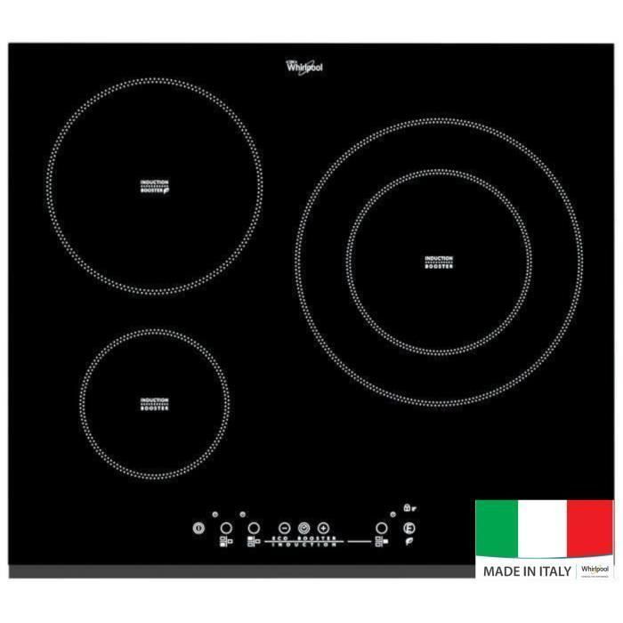 WHIRLPOOL ACM860BF-Table de cuisson induction-3 zones-7000 W-L58 x P51 cm-Revetement verre-Noir - Photo n°1