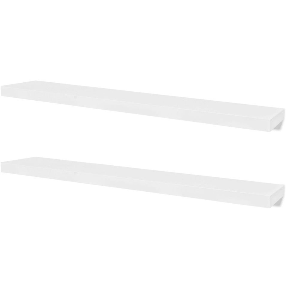 2 Etagères murales en MDF Blanc pour DVD/Livres 5 - Photo n°1