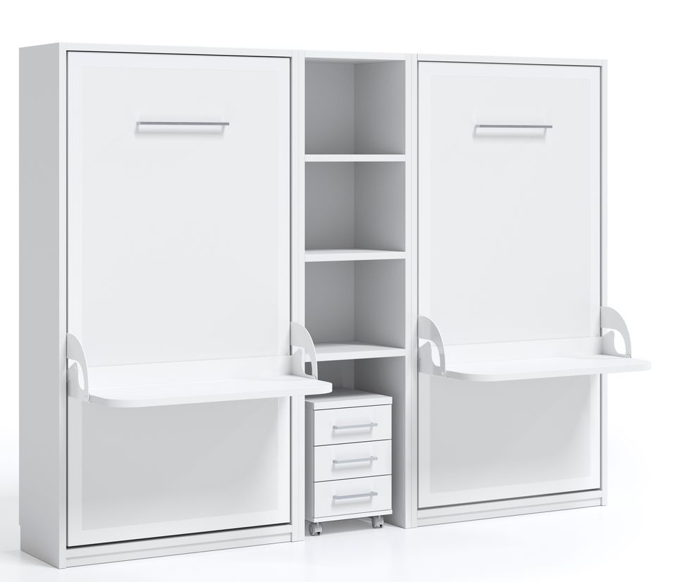 2 lits escamotables 90x190 avec bureau et étagère centrale Studante - Photo n°1