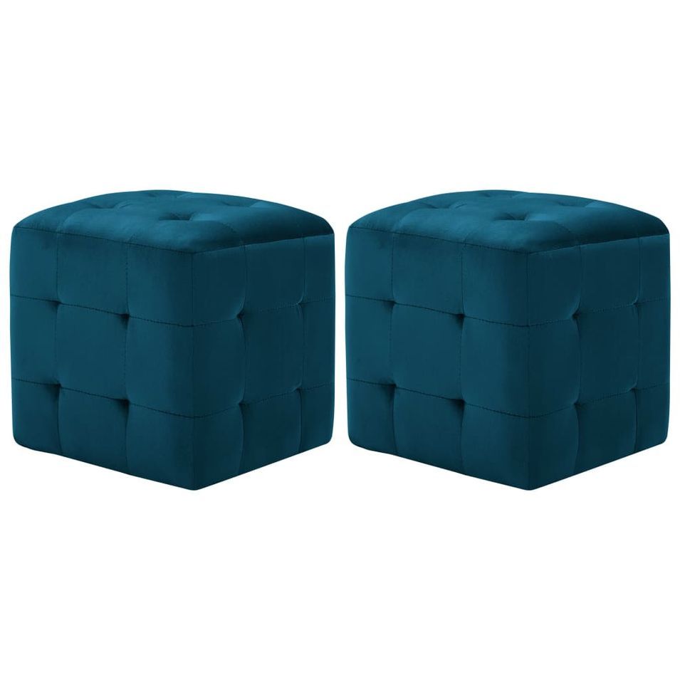 2 pcs Poufs Bleu 30 x 30 x 30 cm Tissu velours - Photo n°1
