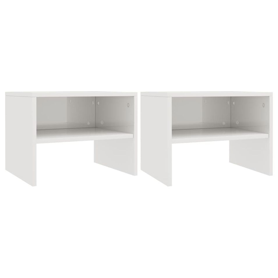 2 pcs Tables de chevet Blanc brillant 40 x 30 x 30 cm - Photo n°1