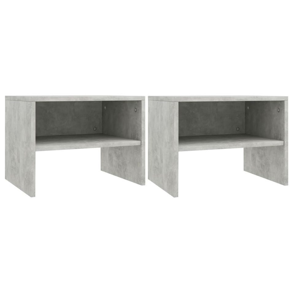 2 pcs Tables de chevet Gris béton 40 x 30 x 30 cm - Photo n°1