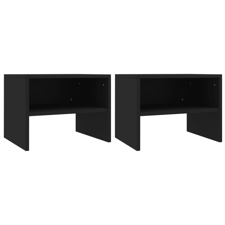 2 pcs Tables de chevet Noir 40 x 30 x 30 cm - Photo n°1