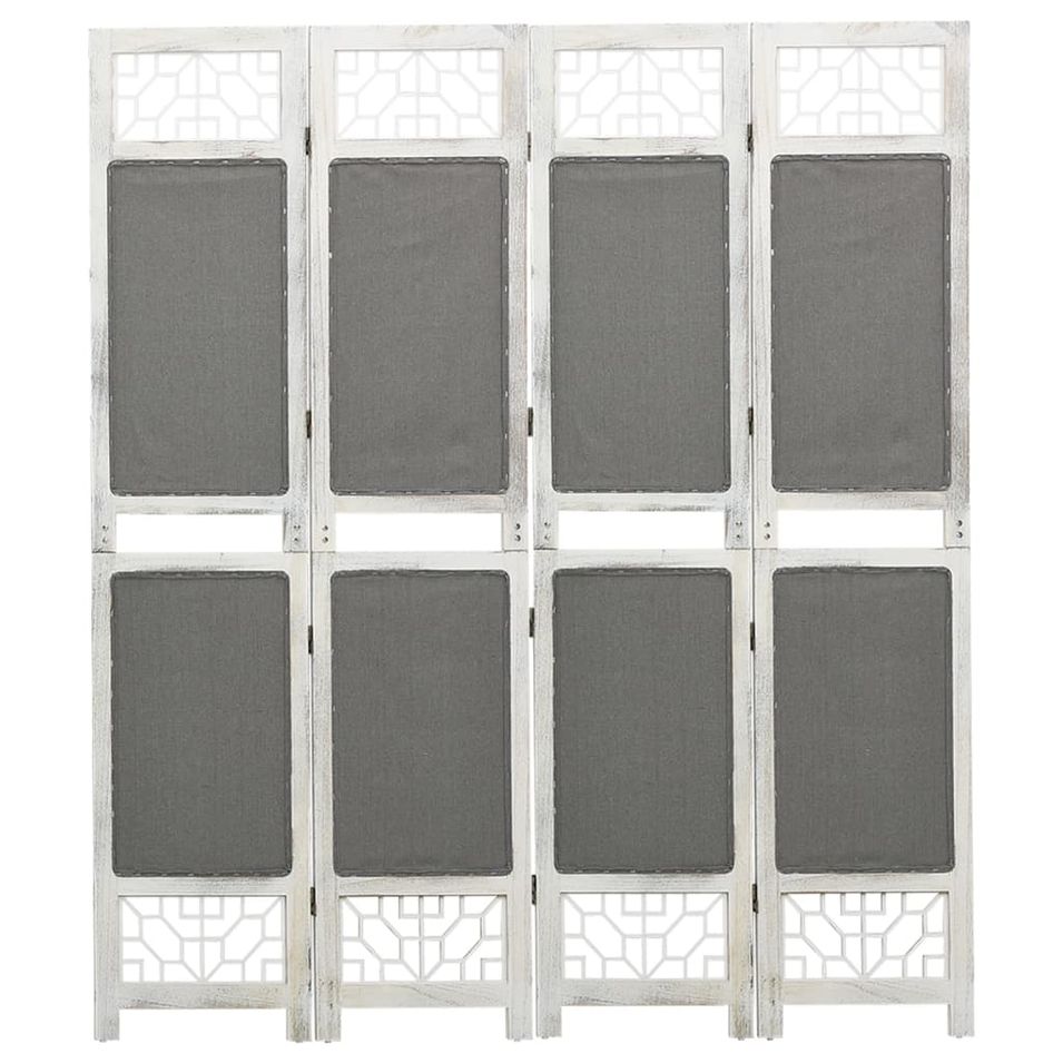 338555 4-Panel Room Divider Grey 140x165 cm Fabric - Photo n°1