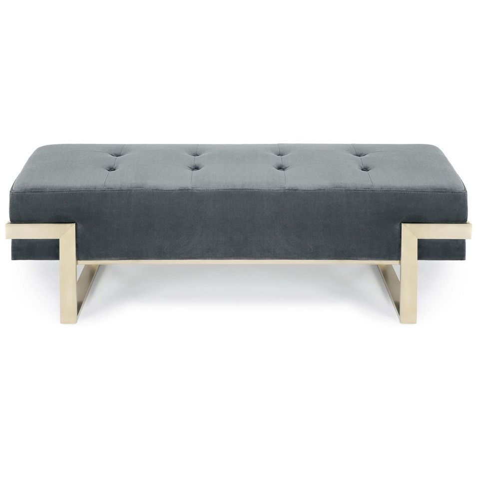 Banc D’intérieur Dayton – Velours Vert, Pieds Dorés, Style Glamour (neuf, 2 Ans De Garantie)