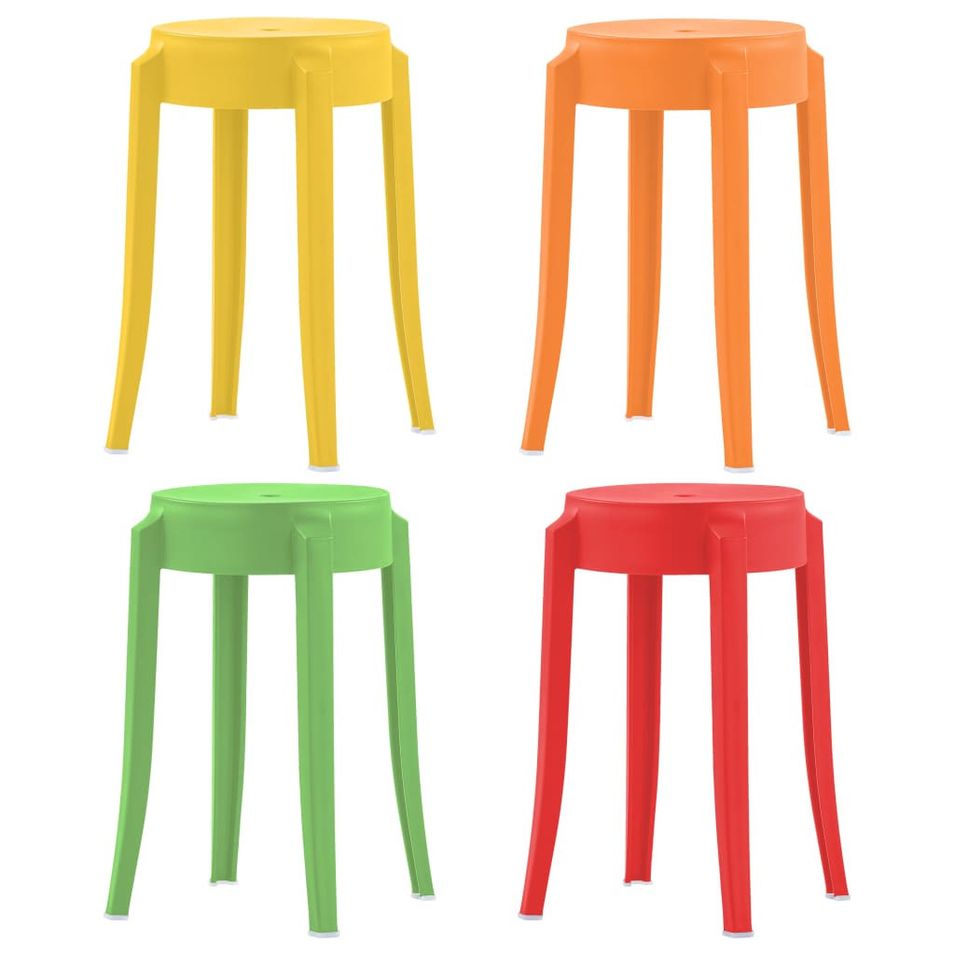 4 pcs Tabourets empilables Multicolore Plastique - Photo n°1