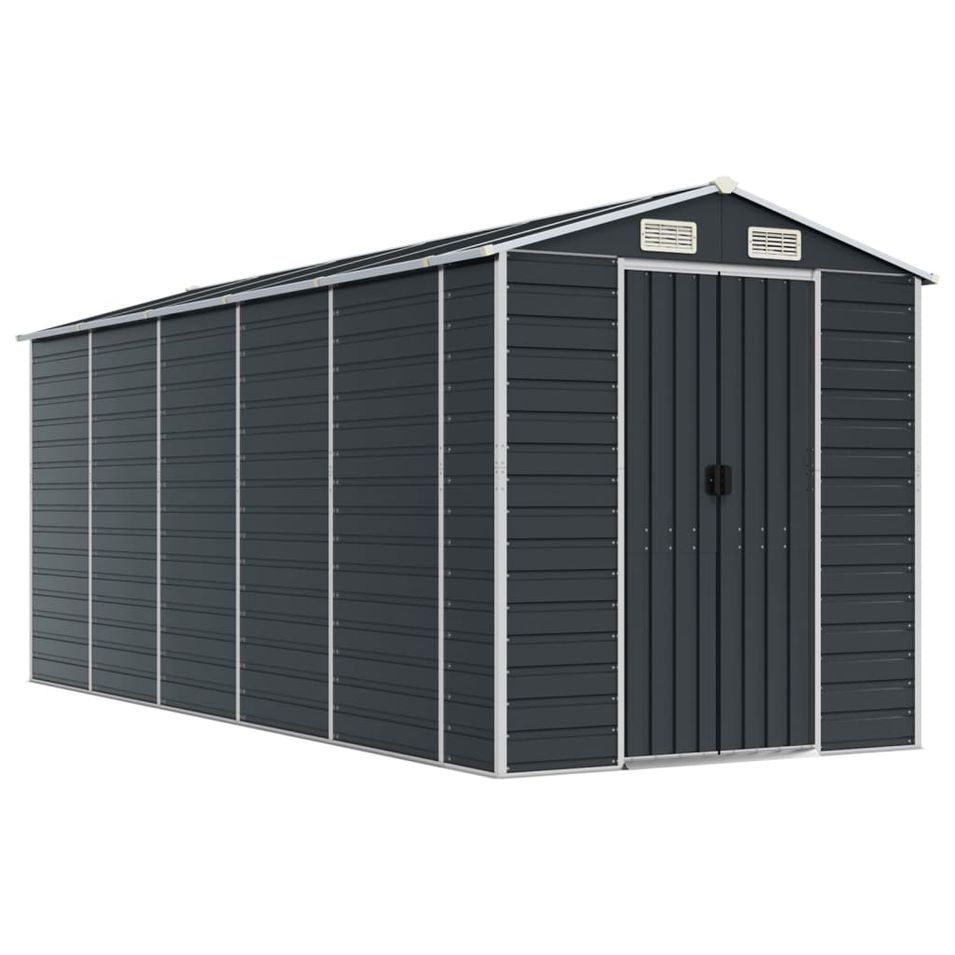 Abri de jardin anthracite 191x470x198 cm acier galvanisé - Photo n°1
