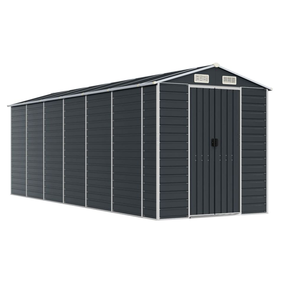 Abri de jardin anthracite 191x555x198 cm acier galvanisé - Photo n°1