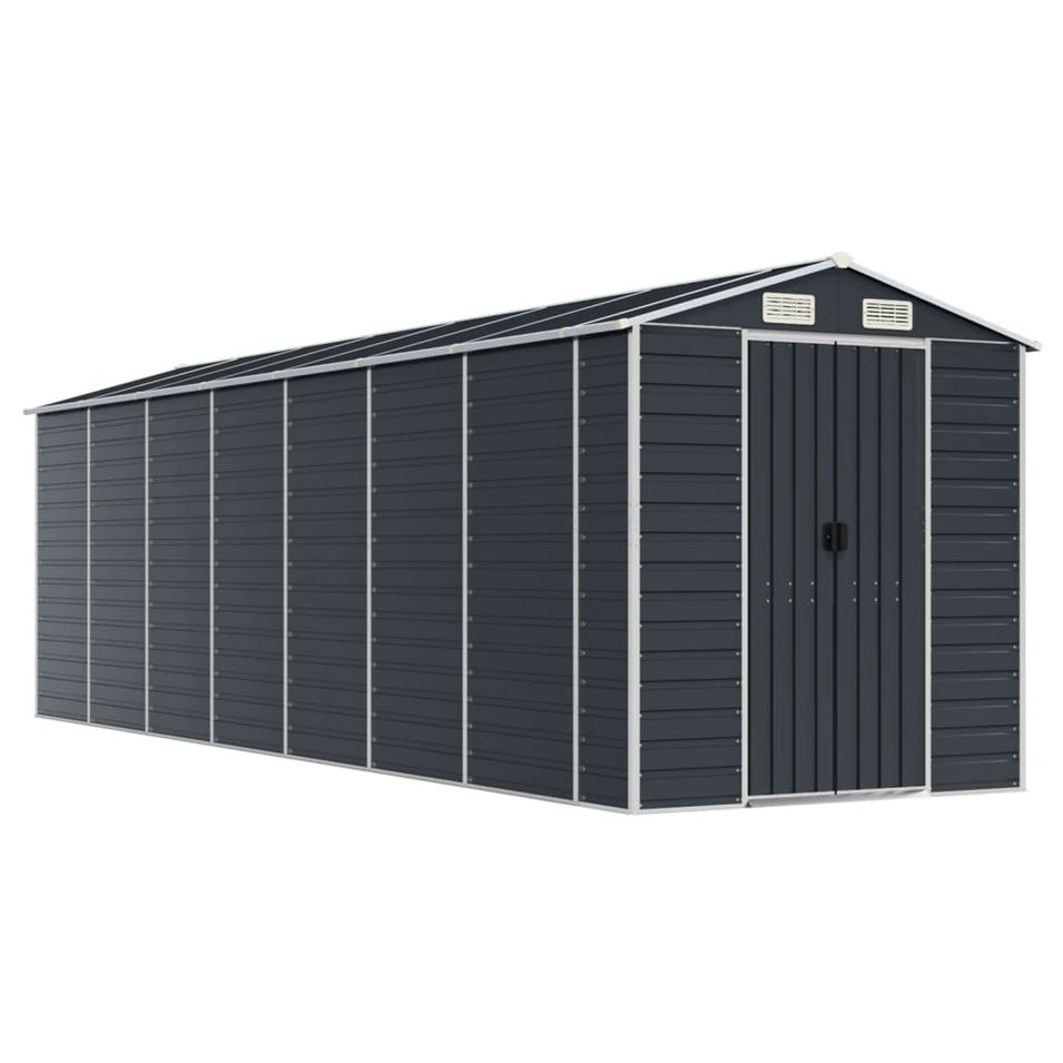 Abri de jardin anthracite 191x640x198 cm acier galvanisé - Photo n°1
