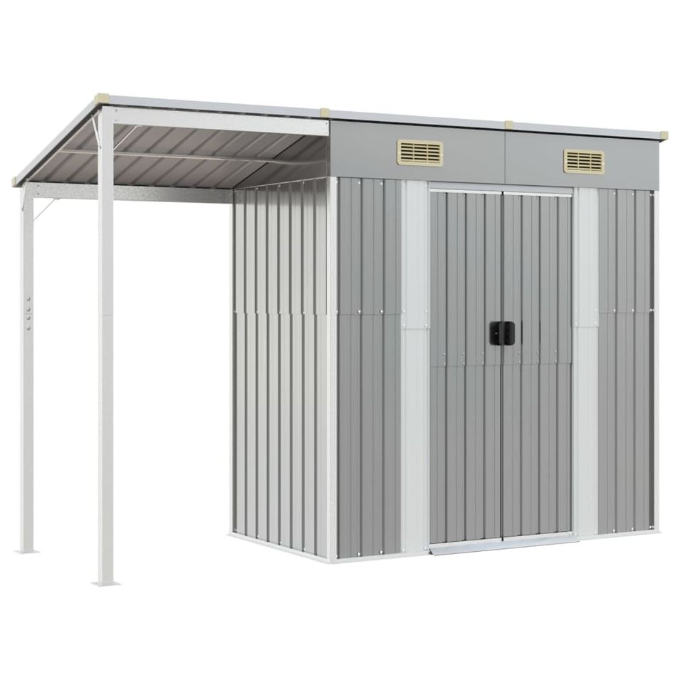 Abri de jardin avec toit prolongé gris clair 277x110,5x181 cm - Photo n°1
