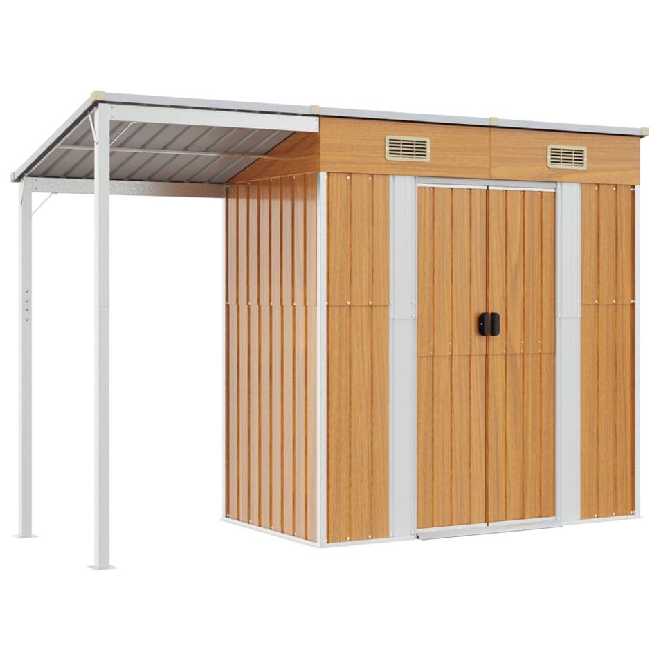 Abri de jardin avec toit prolongé marron clair 277x110,5x181 cm - Photo n°1