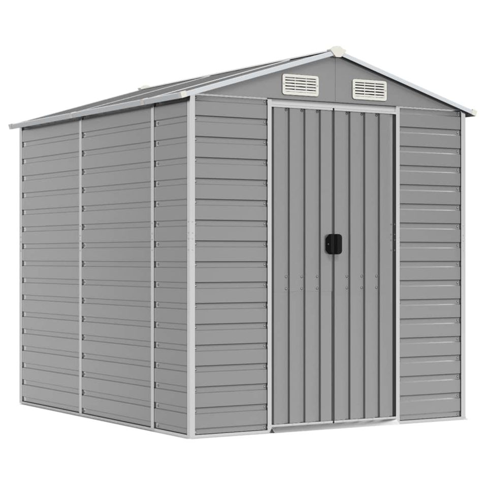 Abri de jardin gris clair 191x215x198 cm acier galvanisé - Photo n°1