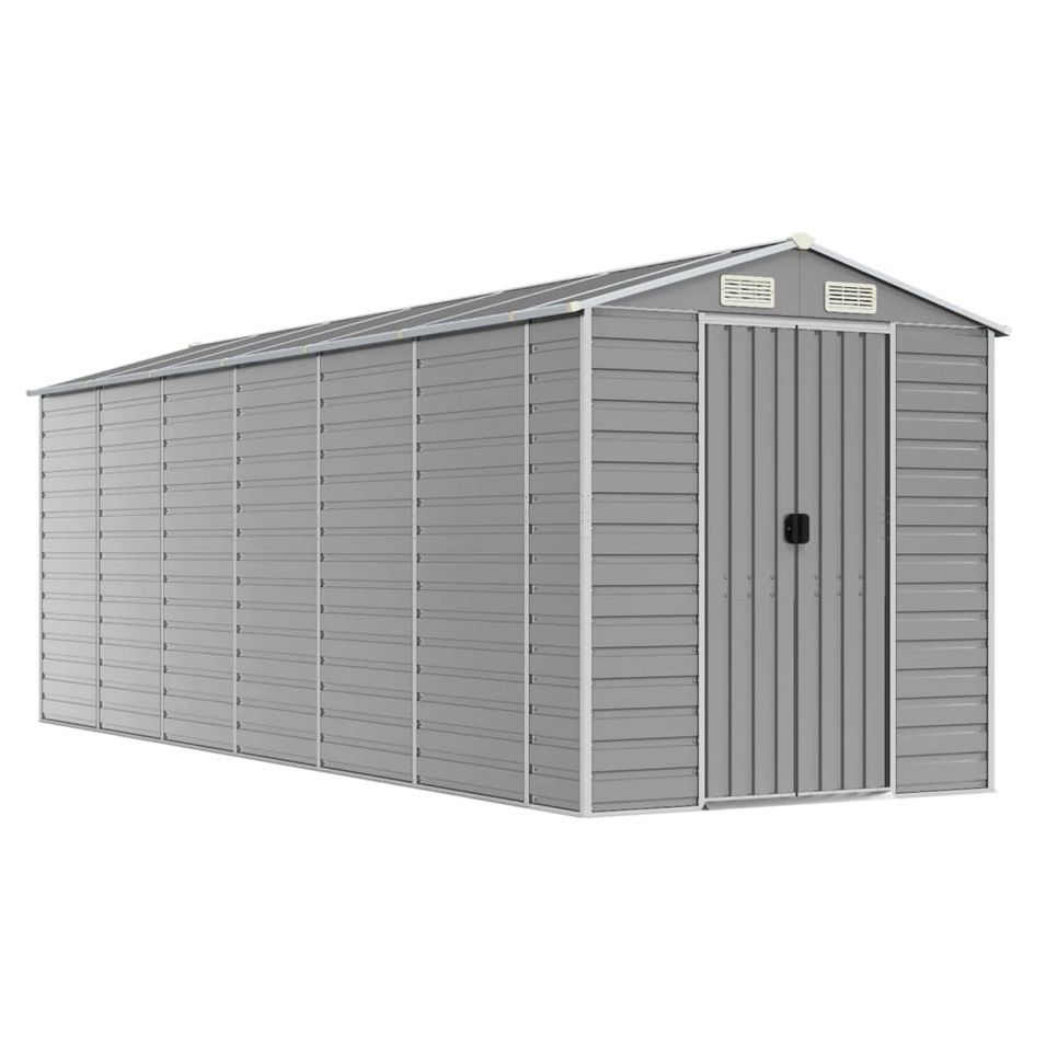 Abri de jardin gris clair 191x555x198 cm acier galvanisé - Photo n°1