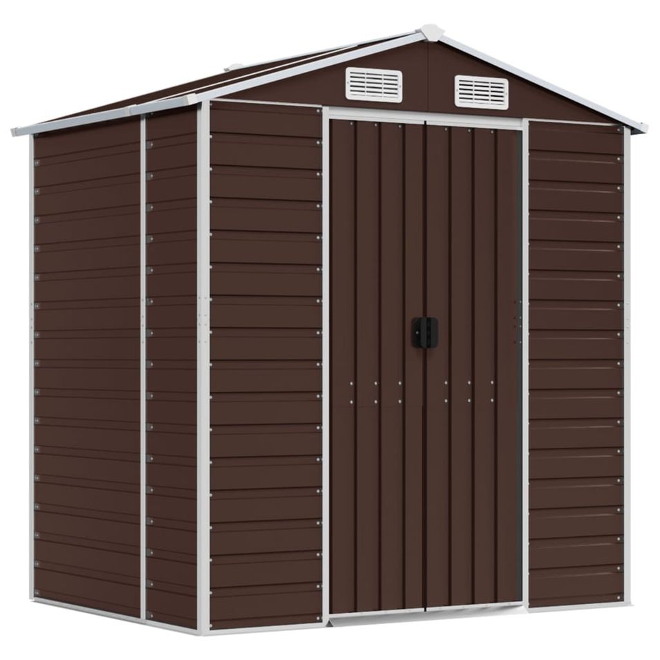 Abri de jardin marron 191x130x198 cm acier galvanisé - Photo n°1