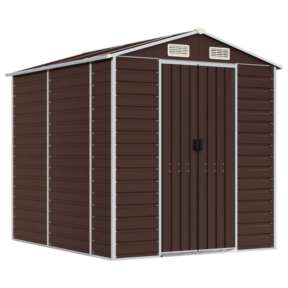 Abri de jardin marron 191x215x198 cm acier galvanisé - Photo n°1