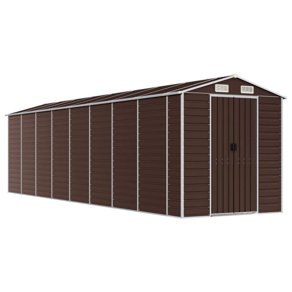Abri de jardin marron 191x725x198 cm acier galvanisé - Photo n°1