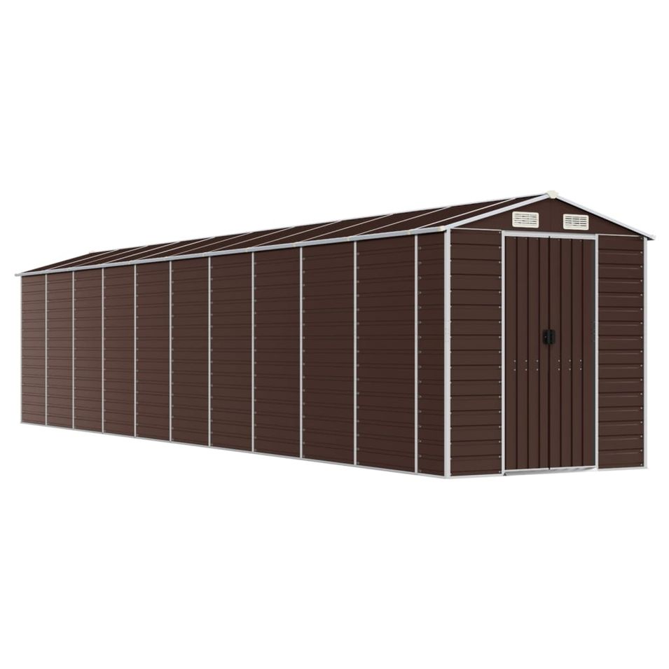 Abri de jardin marron 191x895x198 cm acier galvanisé - Photo n°1