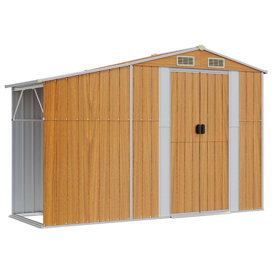 Abri de jardin marron 277x93x179 cm acier galvanisé - Photo n°1