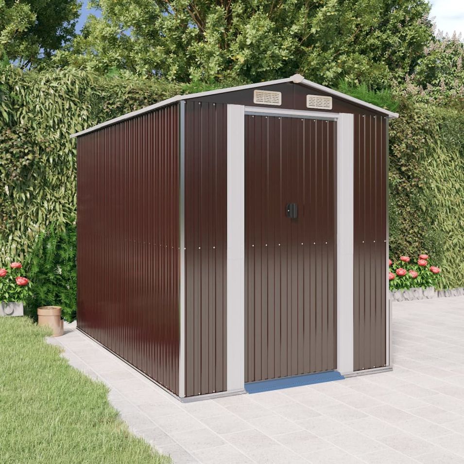 Abri de jardin Marron foncé 192x274x223 cm Acier galvanisé - Photo n°1