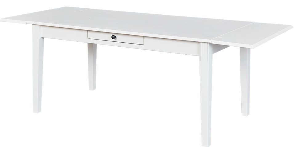 Allonge de table à manger bois massif blanc Boule - Photo n°1