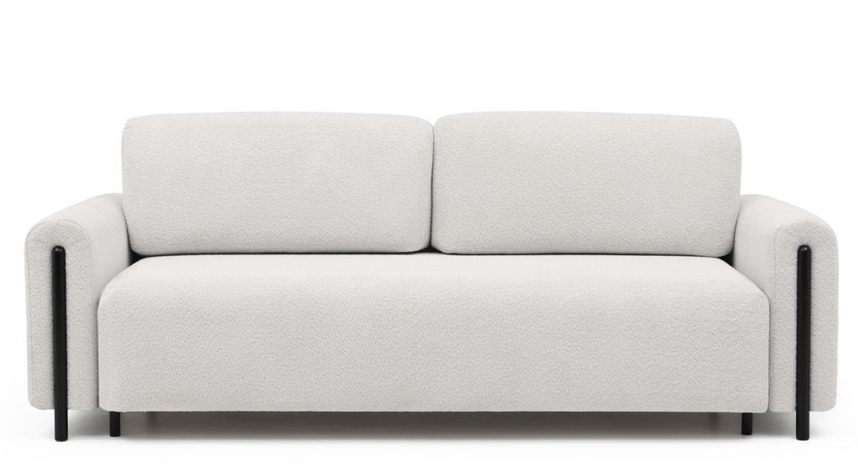 anapé convertible 4 places DOVA en tissu bouclette avec pieds en bois massif noir – 244 cm - Photo n°1