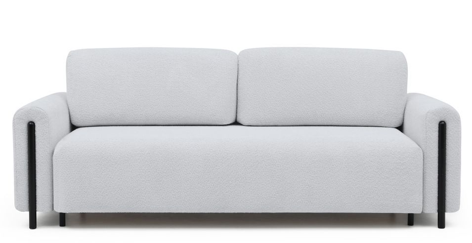 anapé convertible 4 places DOVA en tissu bouclette avec pieds en bois massif noir – 244 cm - Photo n°1