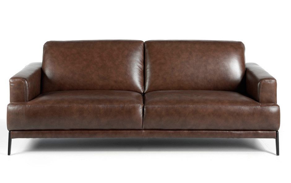 Canapé 3 places cuir et pieds acier noir inoxydable Yaro - Photo n°1